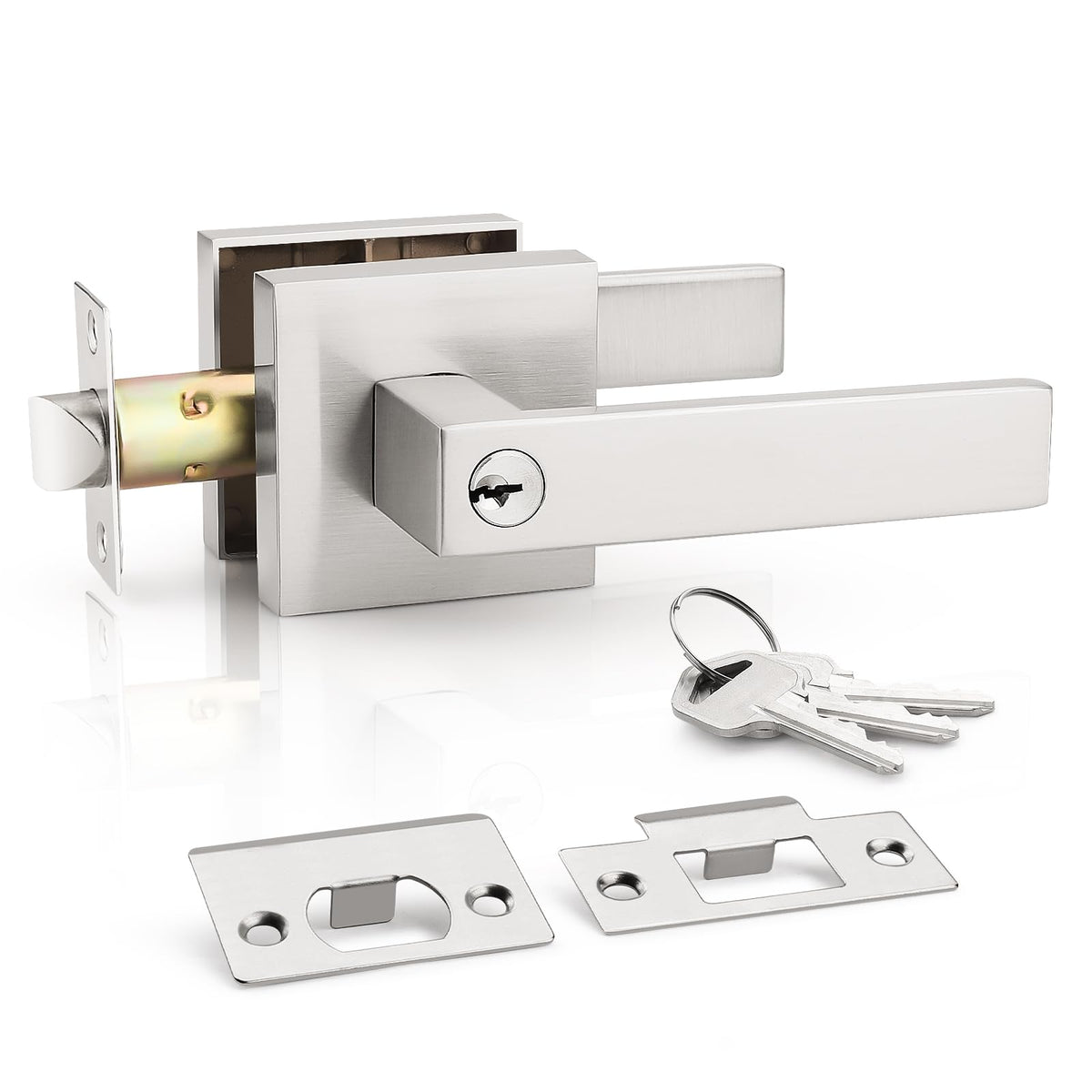 KNOBWELL 1-pack door handle with lock on front view for exterior entry and security