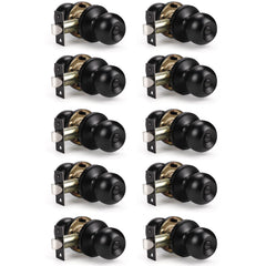 KNOBWELL 10-pack matte black privacy door knob with interior privacy use for bedrooms and bathrooms