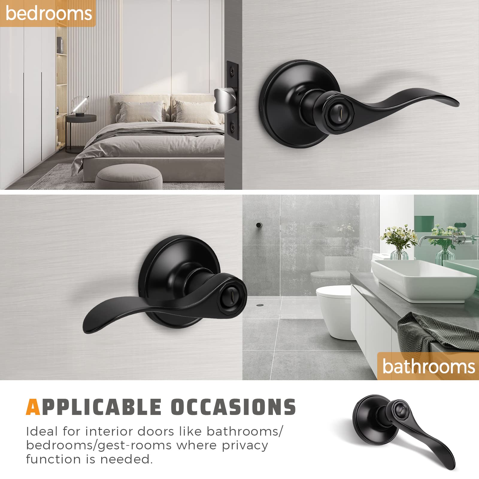 KNOBWELL privacy lever close-up with thumb turn for interior privacy