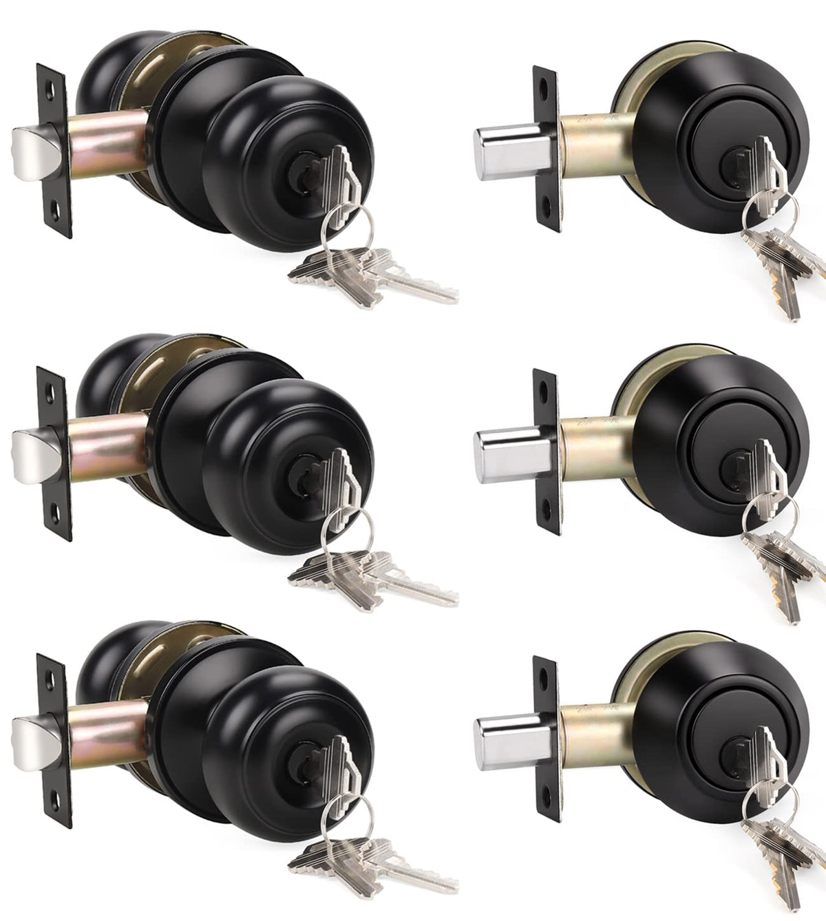 KNOBWELL 3-pack keyed entry knob on a front door for easy security