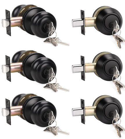 KNOBWELL 3-pack keyed entry knob on a front door for easy security