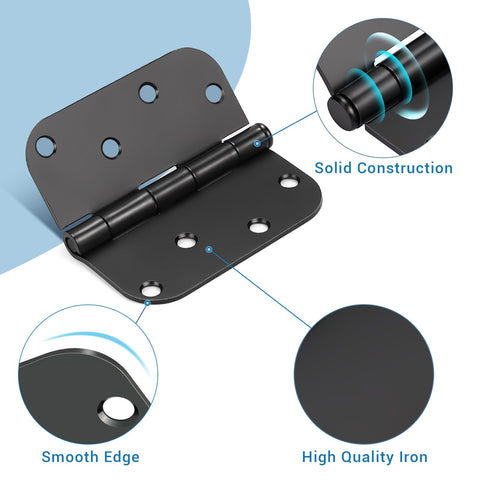KNOBWELL 4x4 matte black hinge with 5/8-radius promotes smooth swing