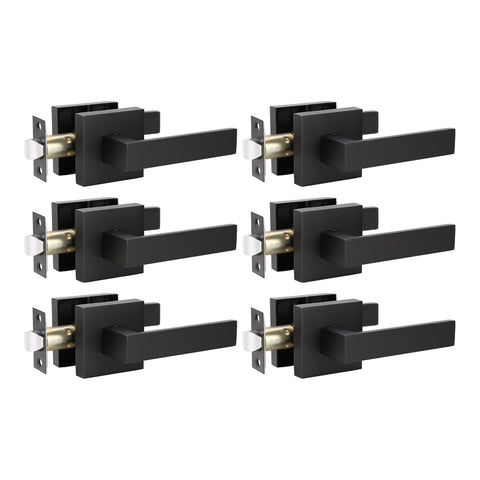 KNOBWELL 6-pack black interior door handles in matte finish for versatile left or right handed use