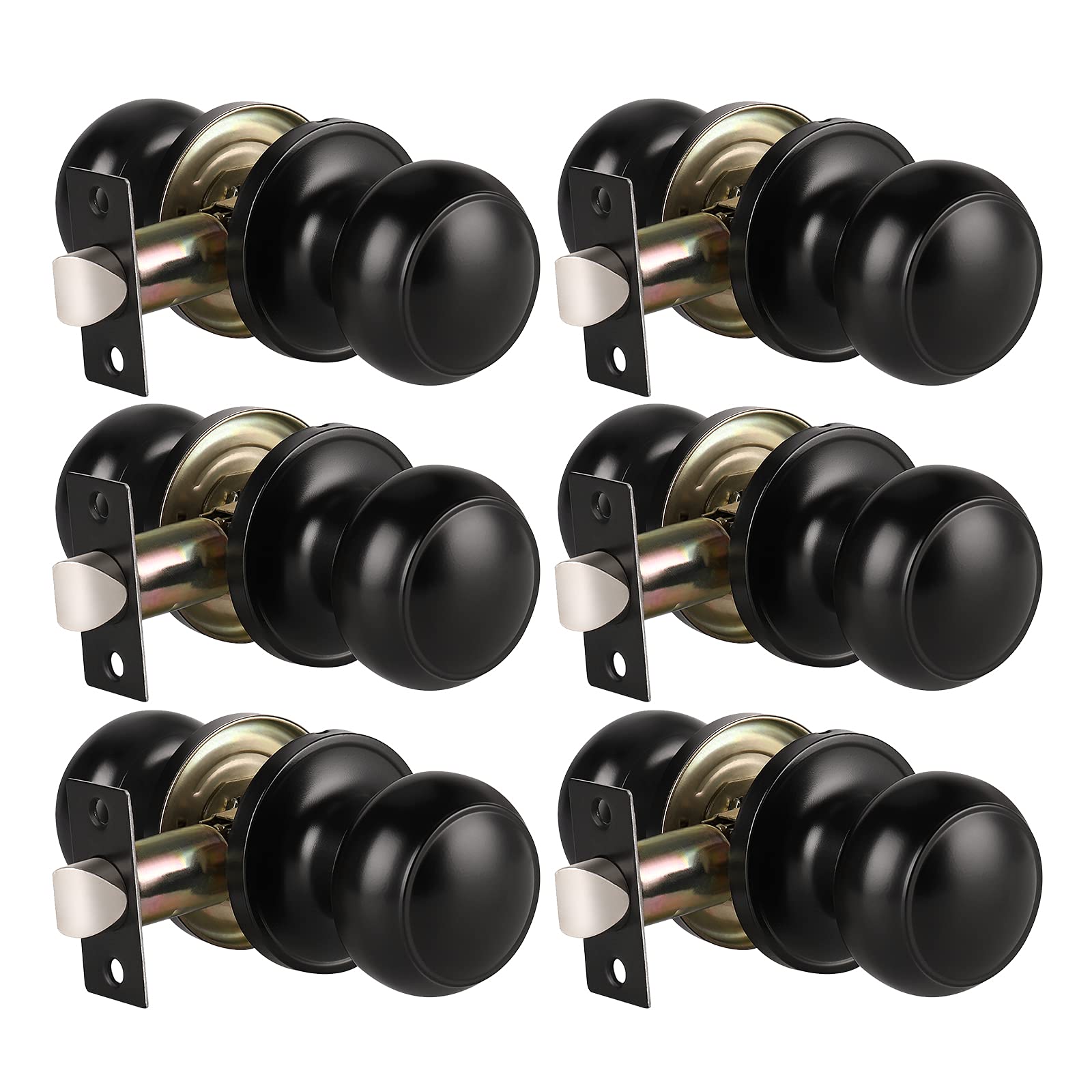 KNOBWELL 6-pack matte black door knobs pack for quick hallway and closet updates