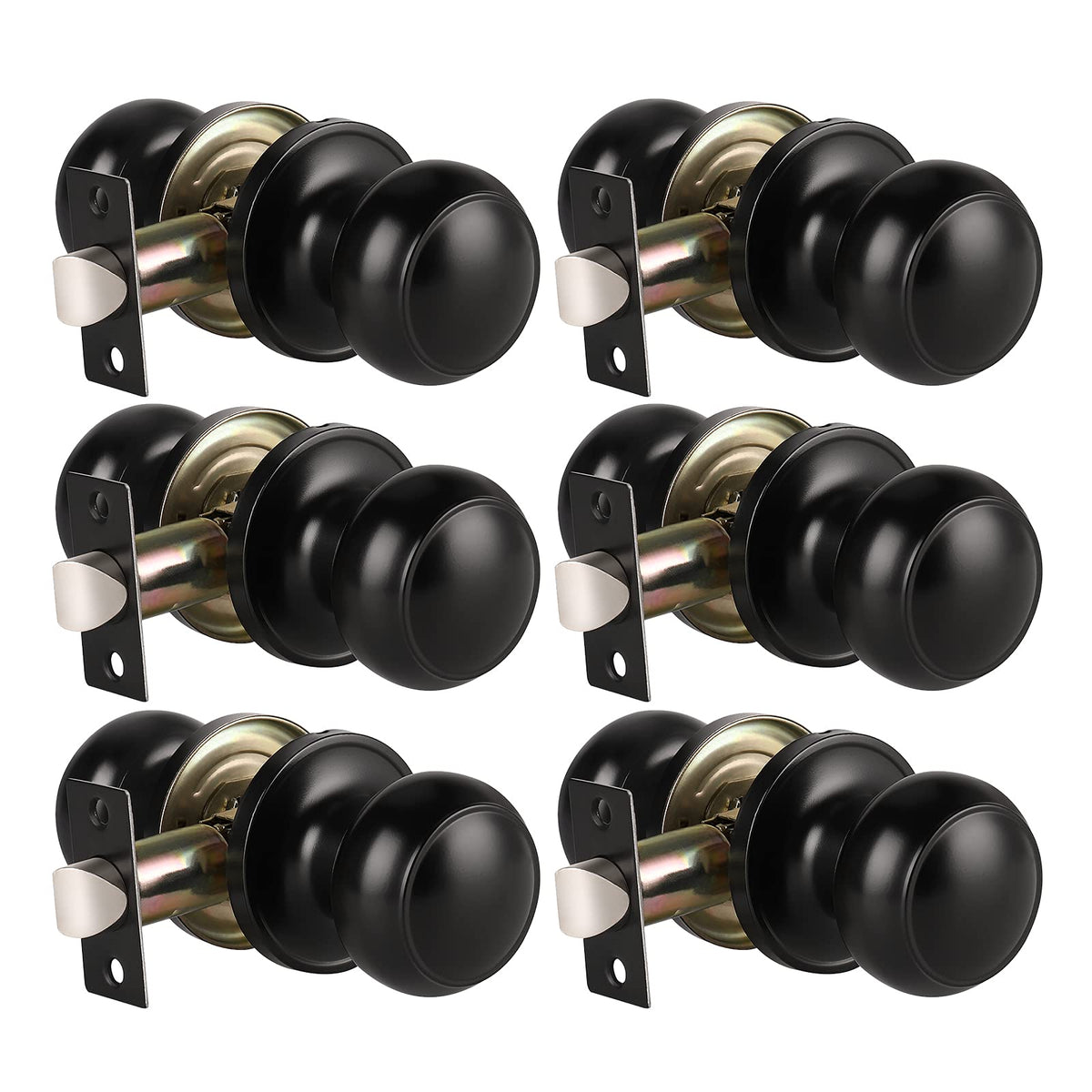 KNOBWELL 6-pack matte black door knobs pack for quick hallway and closet updates