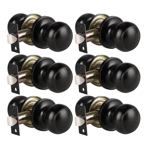 KNOBWELL 6-pack matte black door knobs pack for quick hallway and closet updates