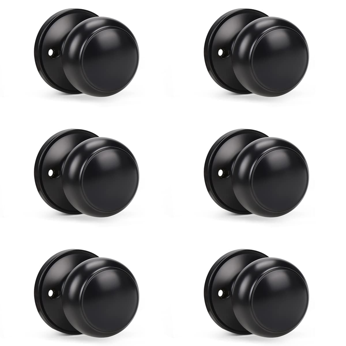 KNOBWELL 6-pack dummy door knob with matte black finish ideal for pushing-only doors.