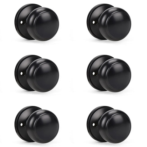 KNOBWELL 6-pack dummy door knob with matte black finish ideal for pushing-only doors.
