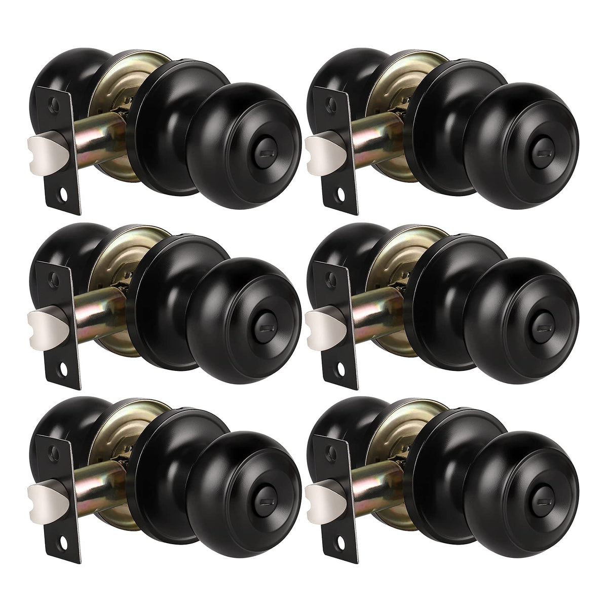 KNOBWELL 6 pack matte black privacy knobs for interior doors with smooth operation.
