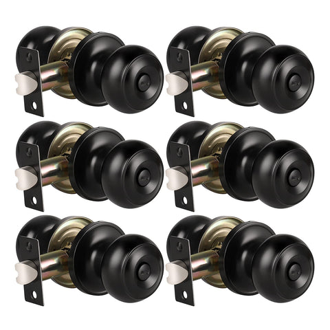 KNOBWELL 6 pack matte black privacy knobs for interior doors with smooth operation.