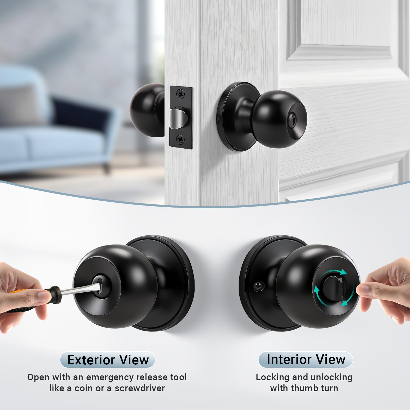 KNOBWELL easy installation close-up demonstrates DIY door knob setup