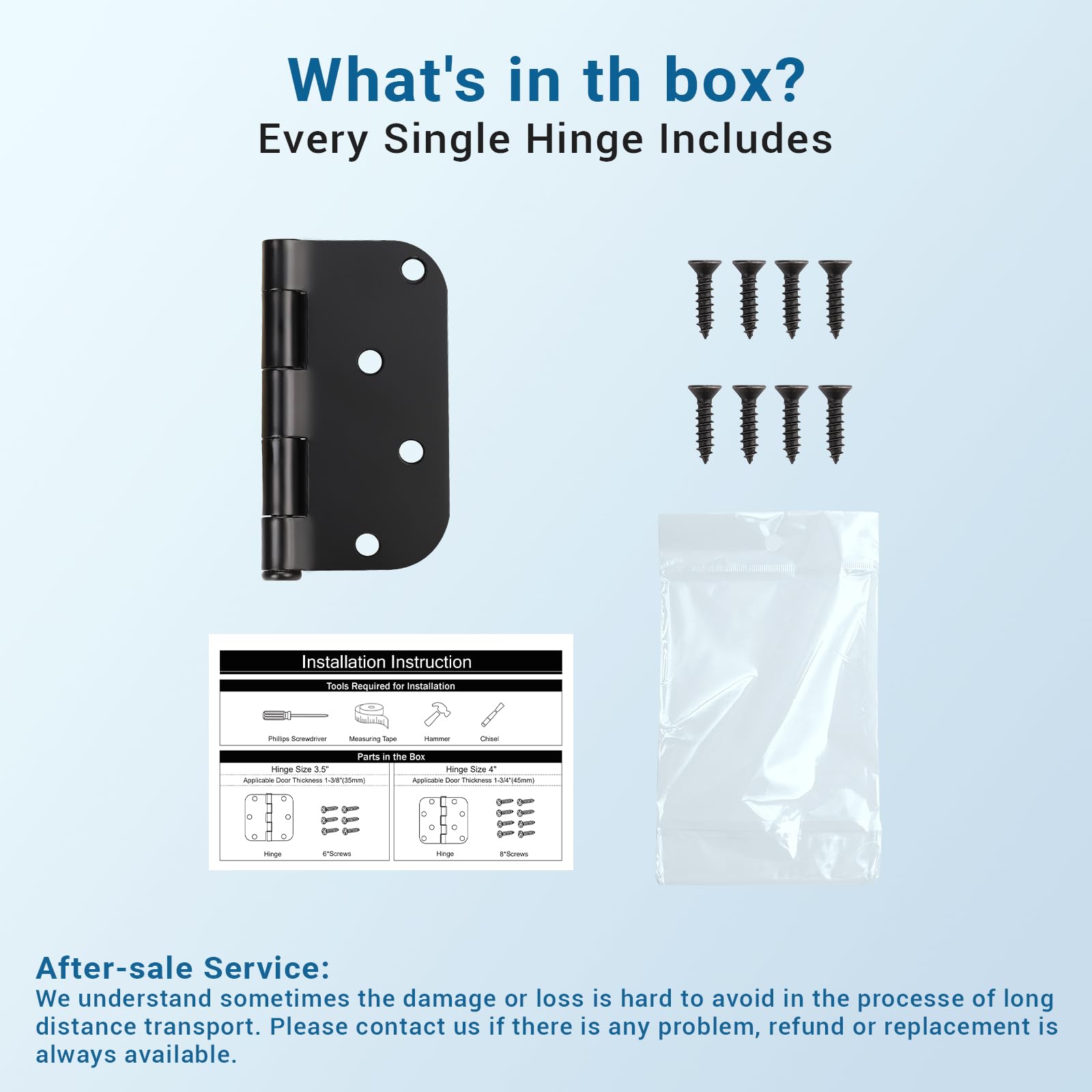 KNOBWELL hinge with screws included simplifies DIY installation