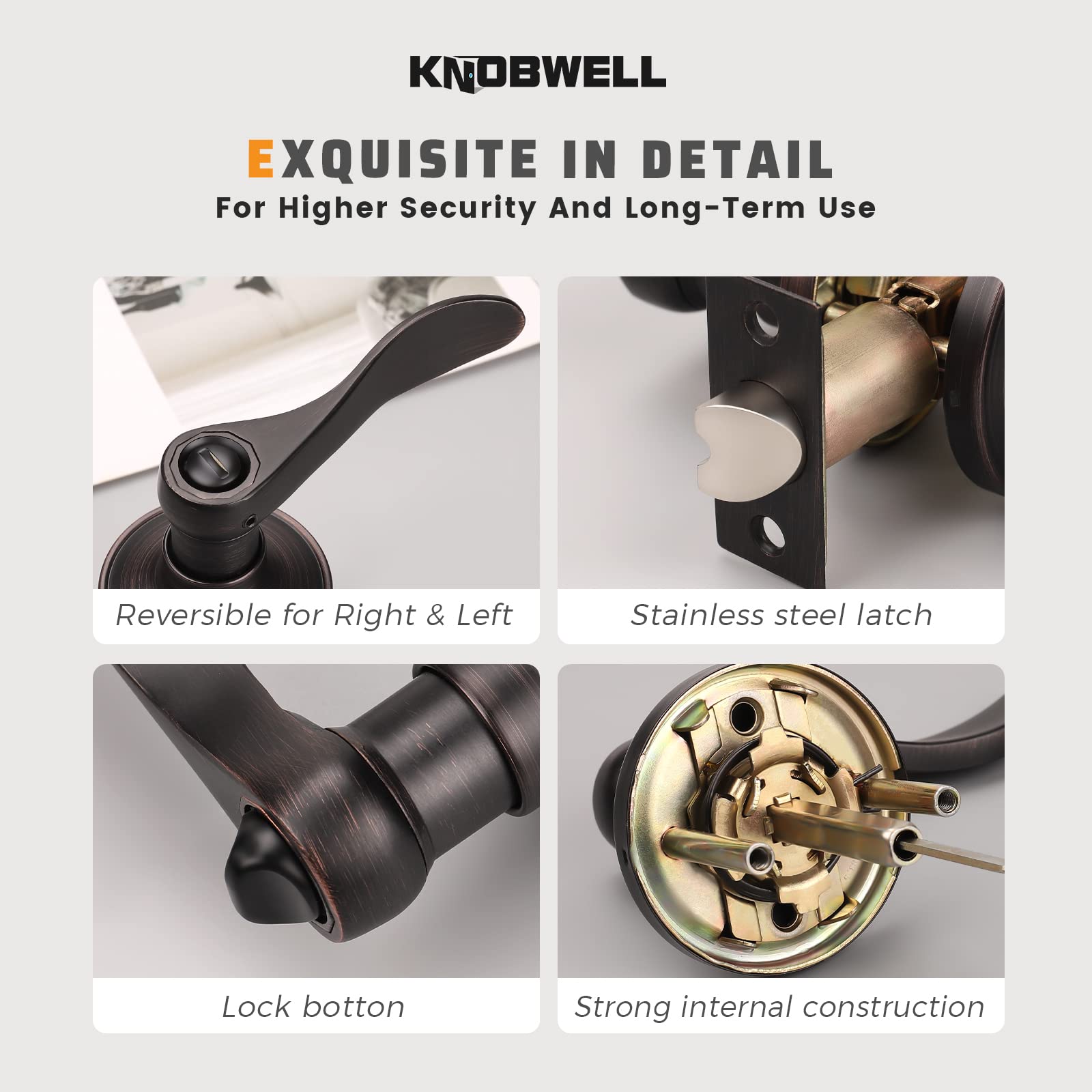 KNOBWELL oil rubbed bronze lever suitable for left or right doors.