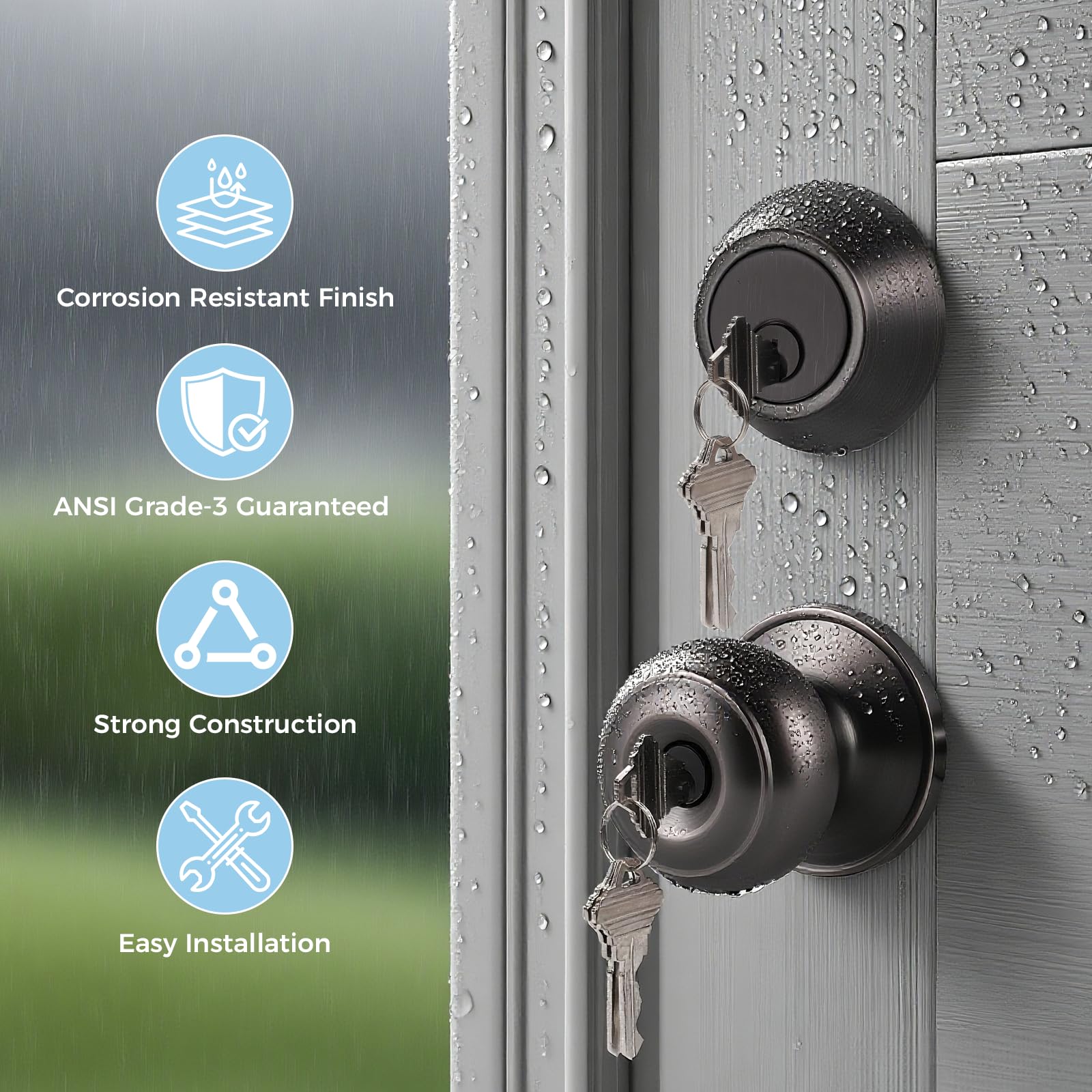KNOBWELL inside view shows thumb-turn deadbolt for easy interior operation