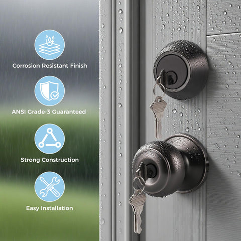 KNOBWELL inside view shows thumb-turn deadbolt for easy interior operation