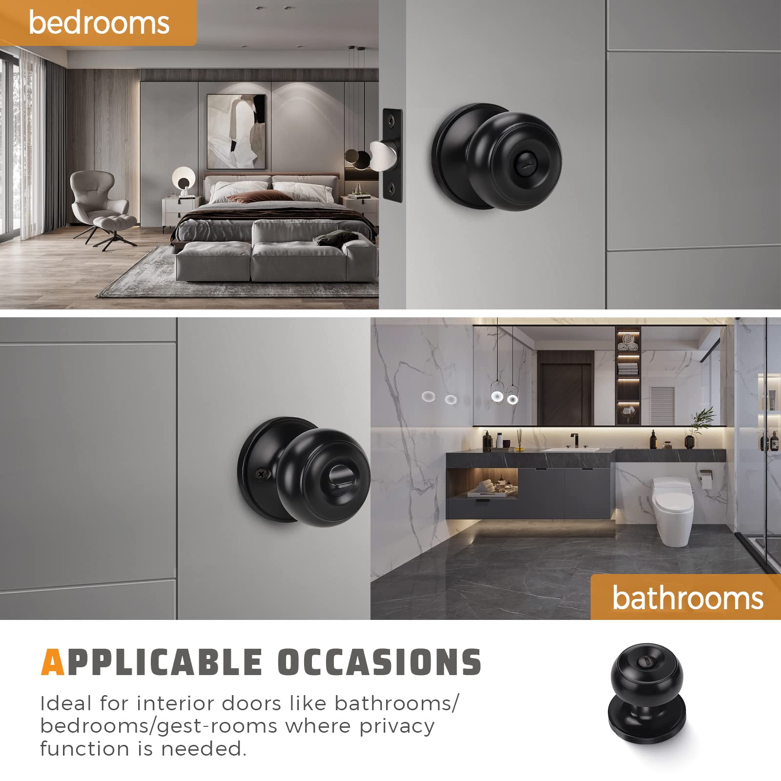 KNOBWELL privacy function with inside lock and emergency outside access.