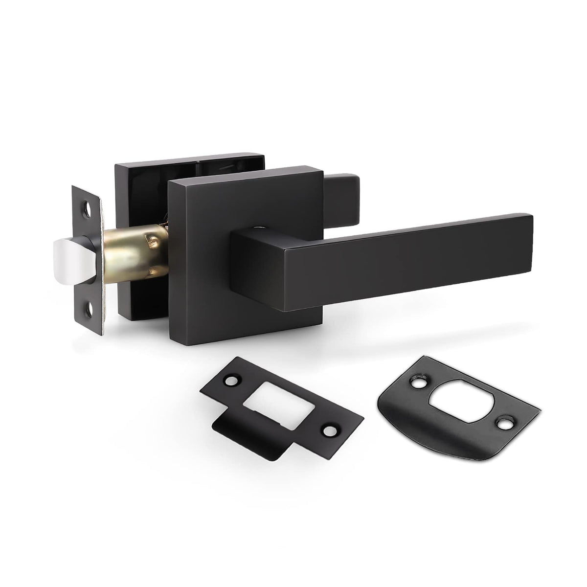 KNOBWELL matte black door handle front view, durable finish for busy hallways.
