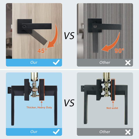 KNOBWELL matte black finish door lever for modern doors and easy maintenance