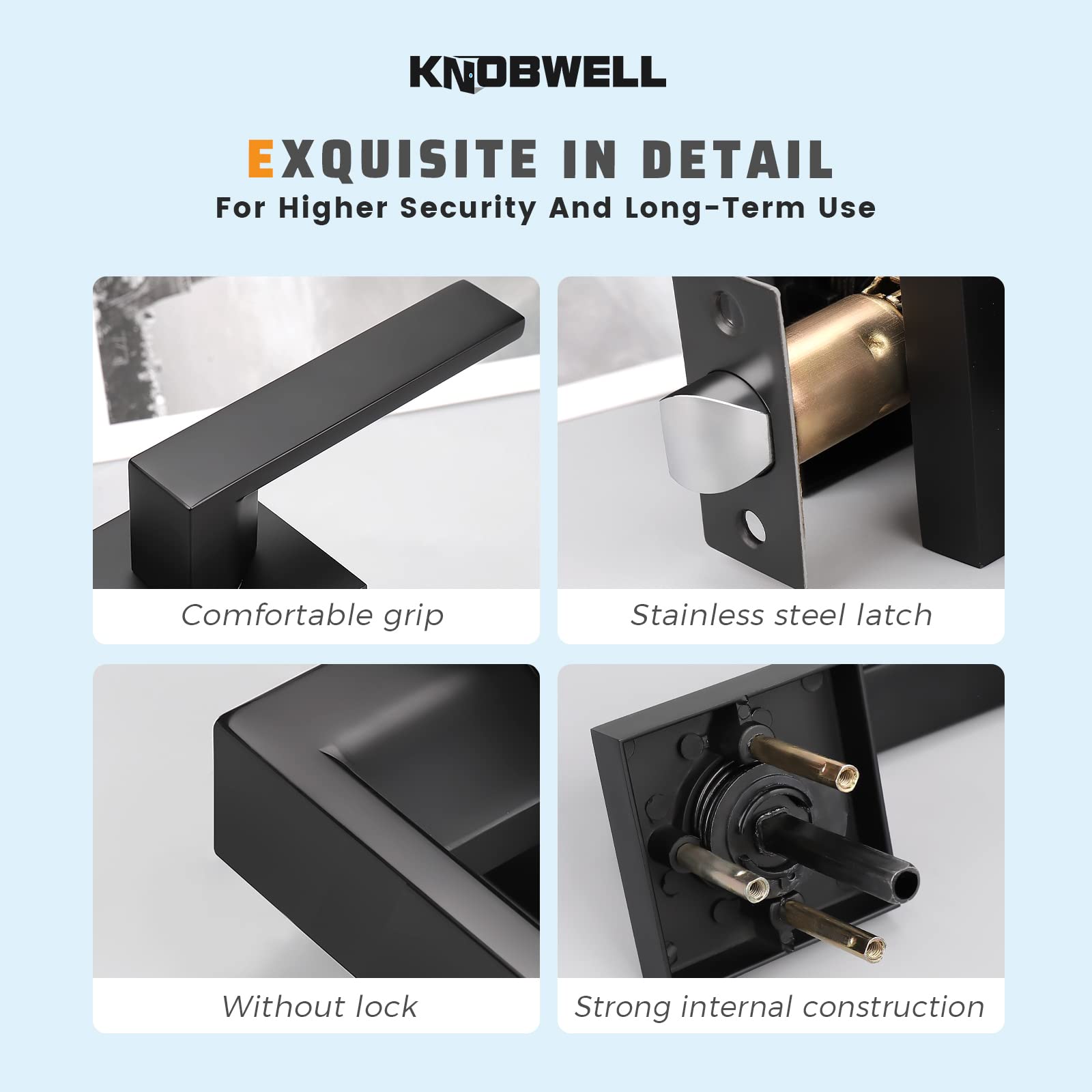 KNOBWELL left or right handed lever simplifies installation and use.