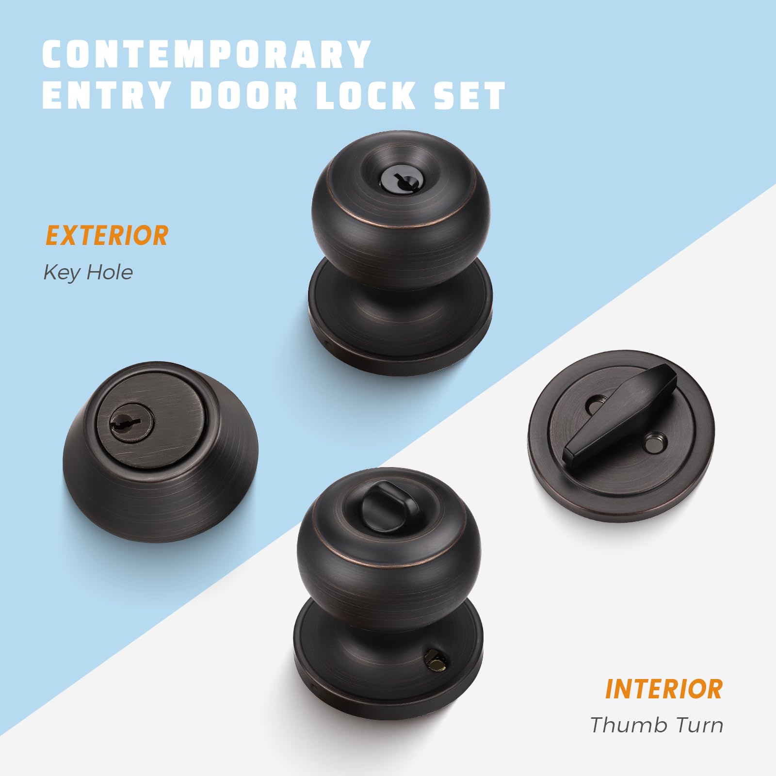 KNOBWELL oil rubbed bronze finish enhances exterior door aesthetics and security