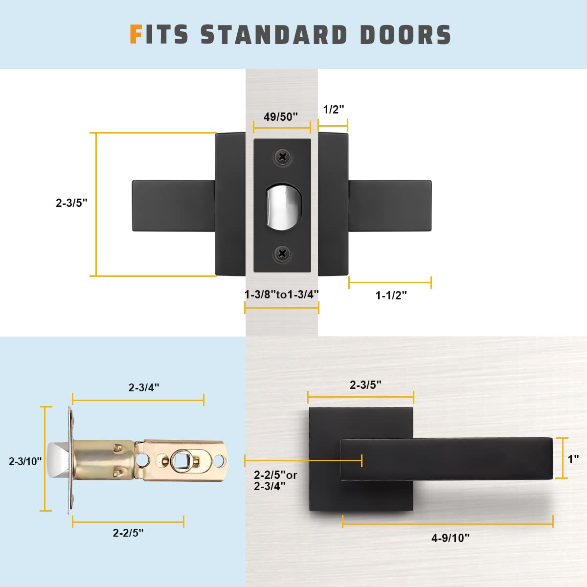 KNOBWELL passage function lever ideal for closets and hallways