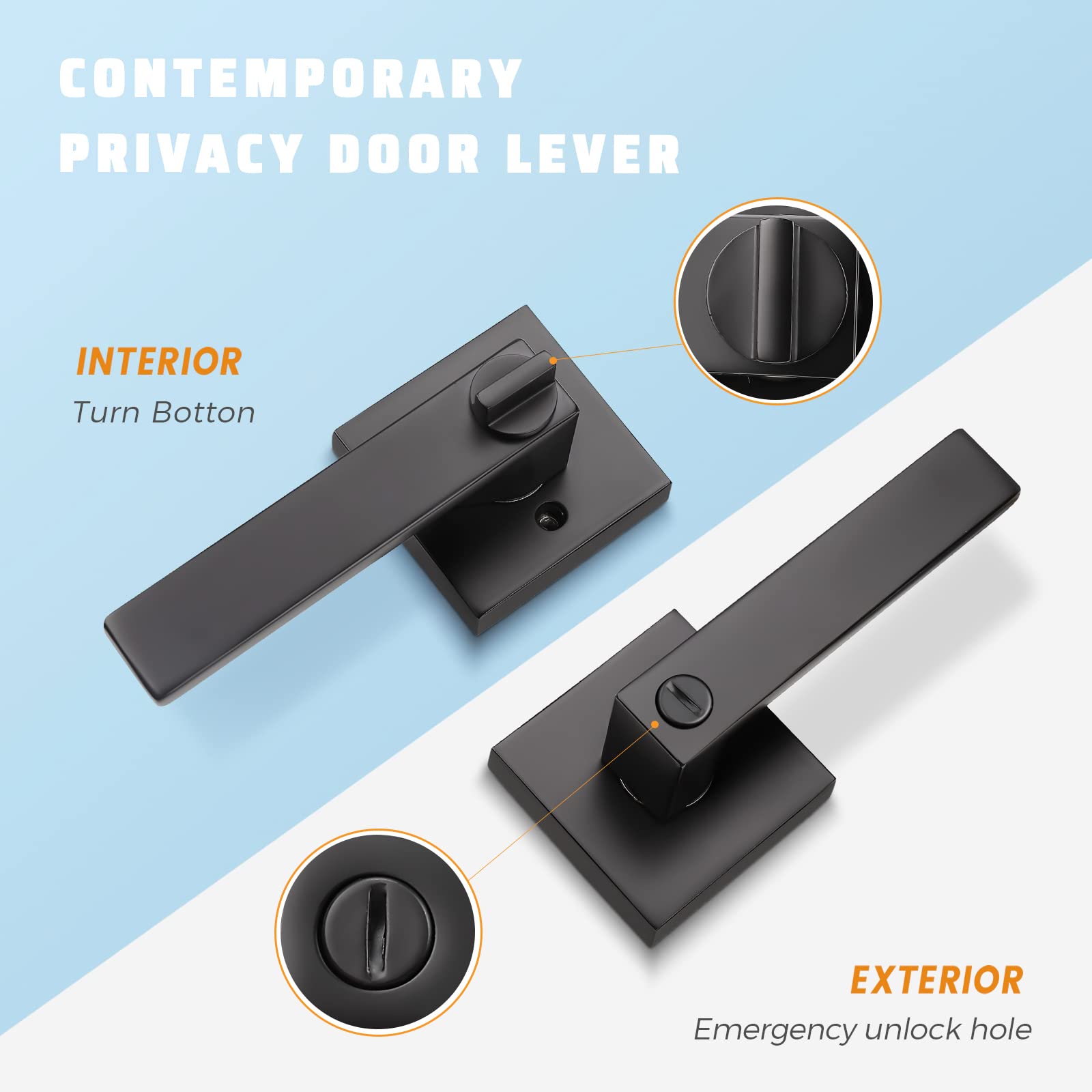 KNOBWELL privacy lever door handle enables inside locking for private spaces.