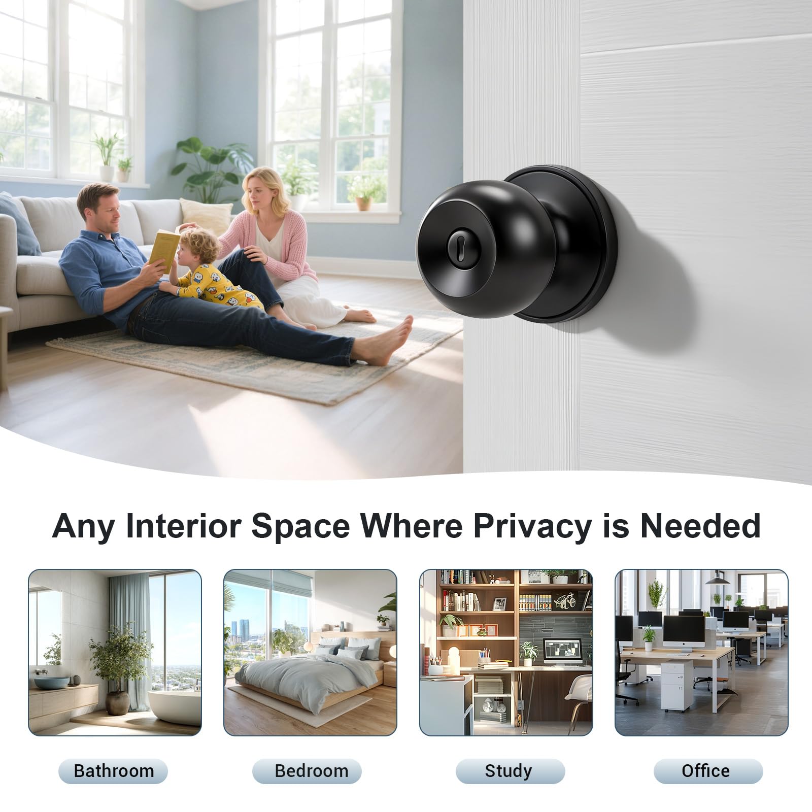 KNOBWELL reversible door knob image suitable for left and right handed doors