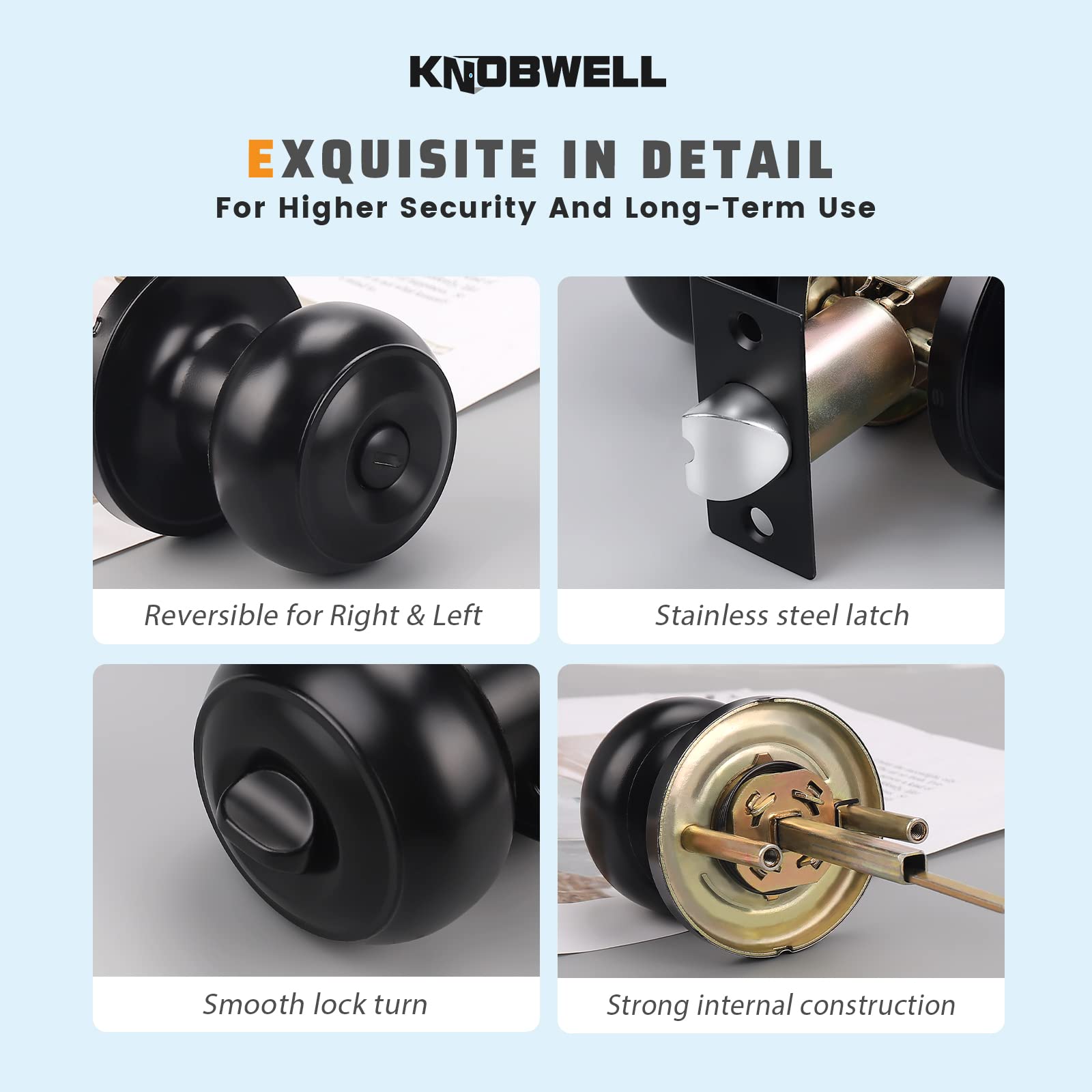 Sleek KNOBWELL solid steel construction for durable interior hardware