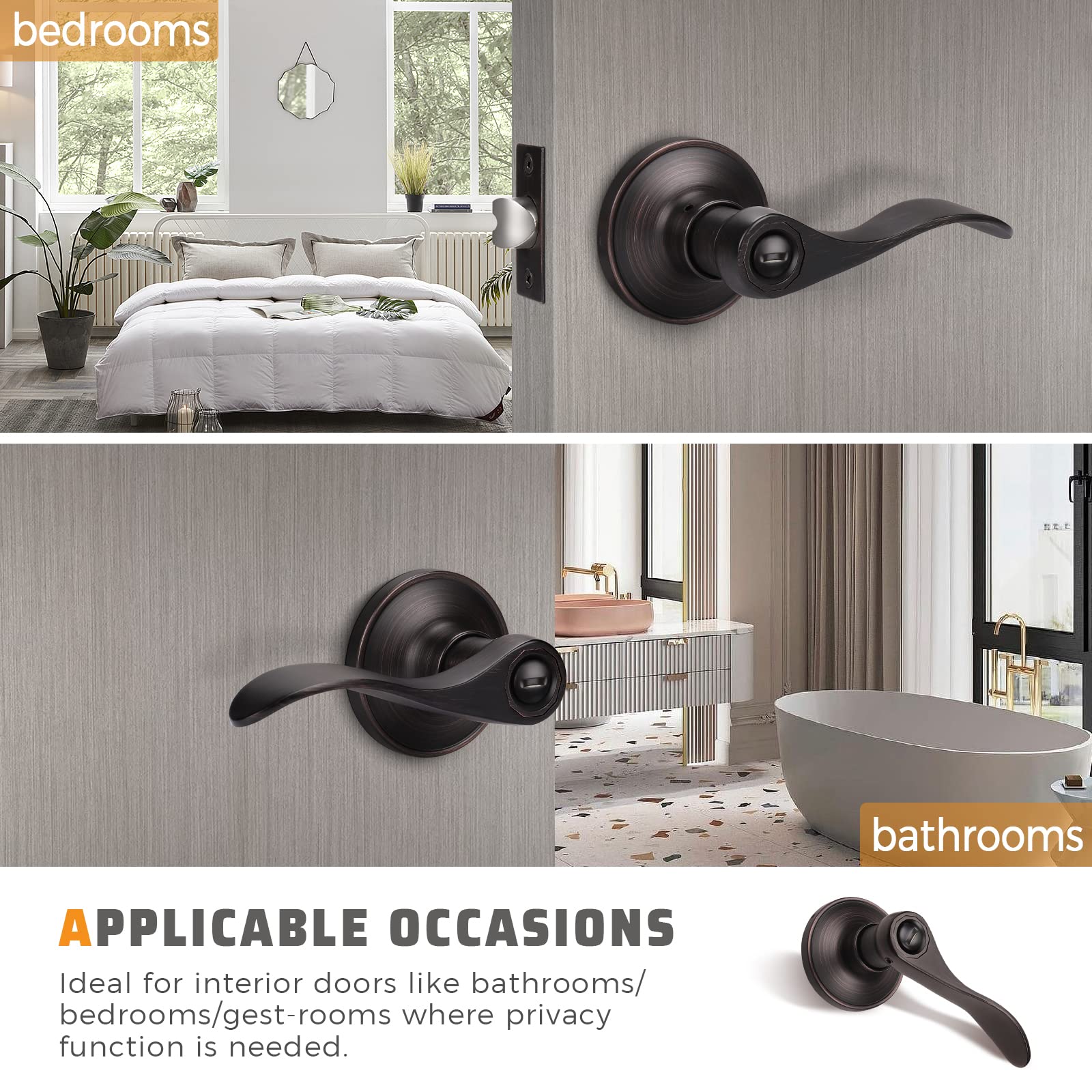 KNOBWELL wave-style bronze lever offers reversible installation for any door.