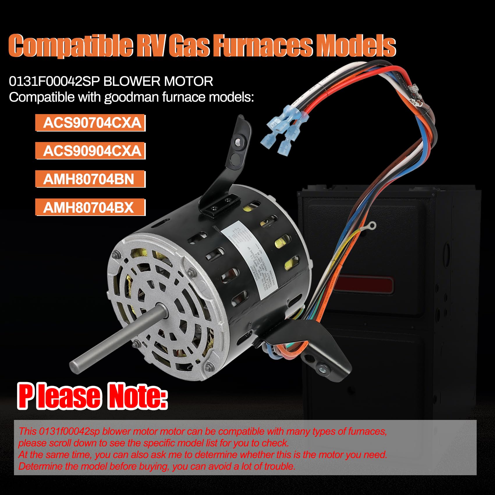 Knocokie blower motor label confirms specs and compatibility.