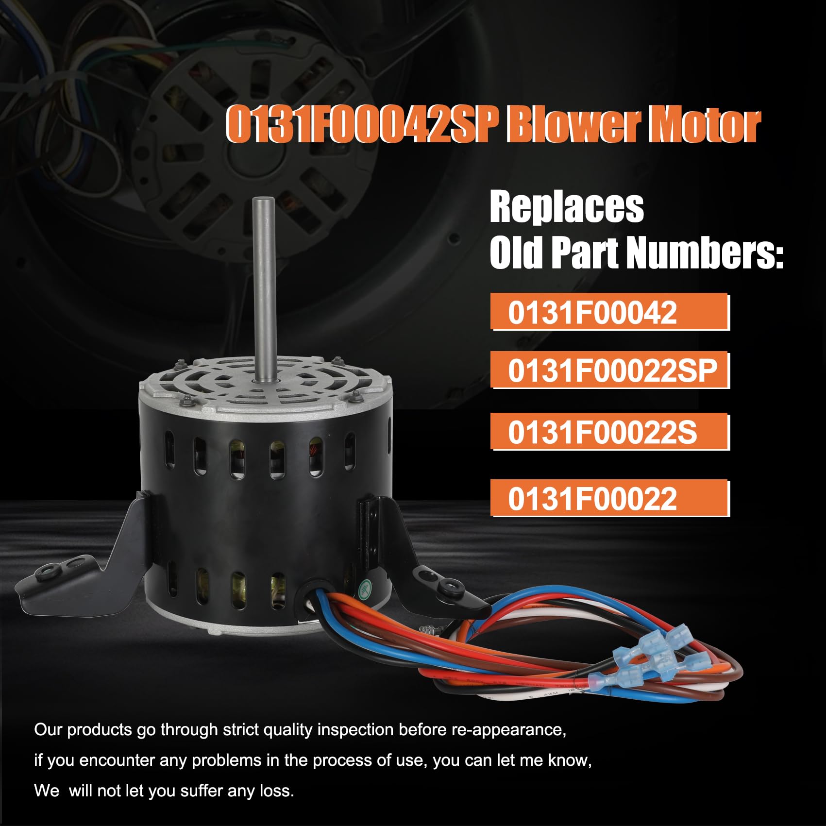 Knocokie blower motor 115V label, energy-efficient operation.