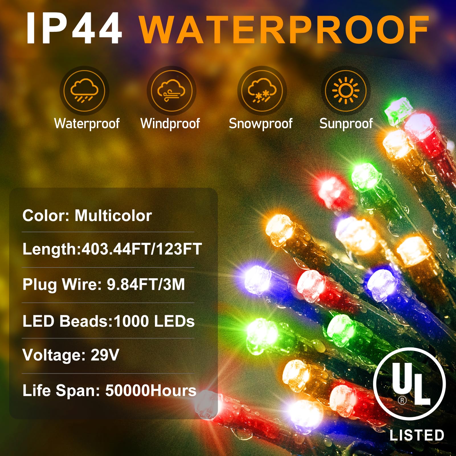 KNONEW green-wire Christmas lights blend with greenery for subtle outdoor decor