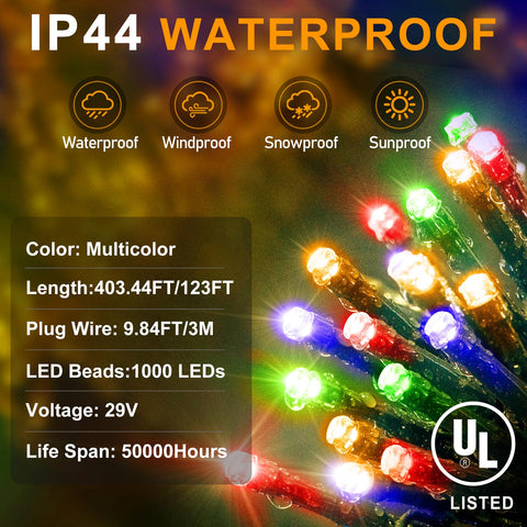 KNONEW green-wire Christmas lights blend with greenery for subtle outdoor decor