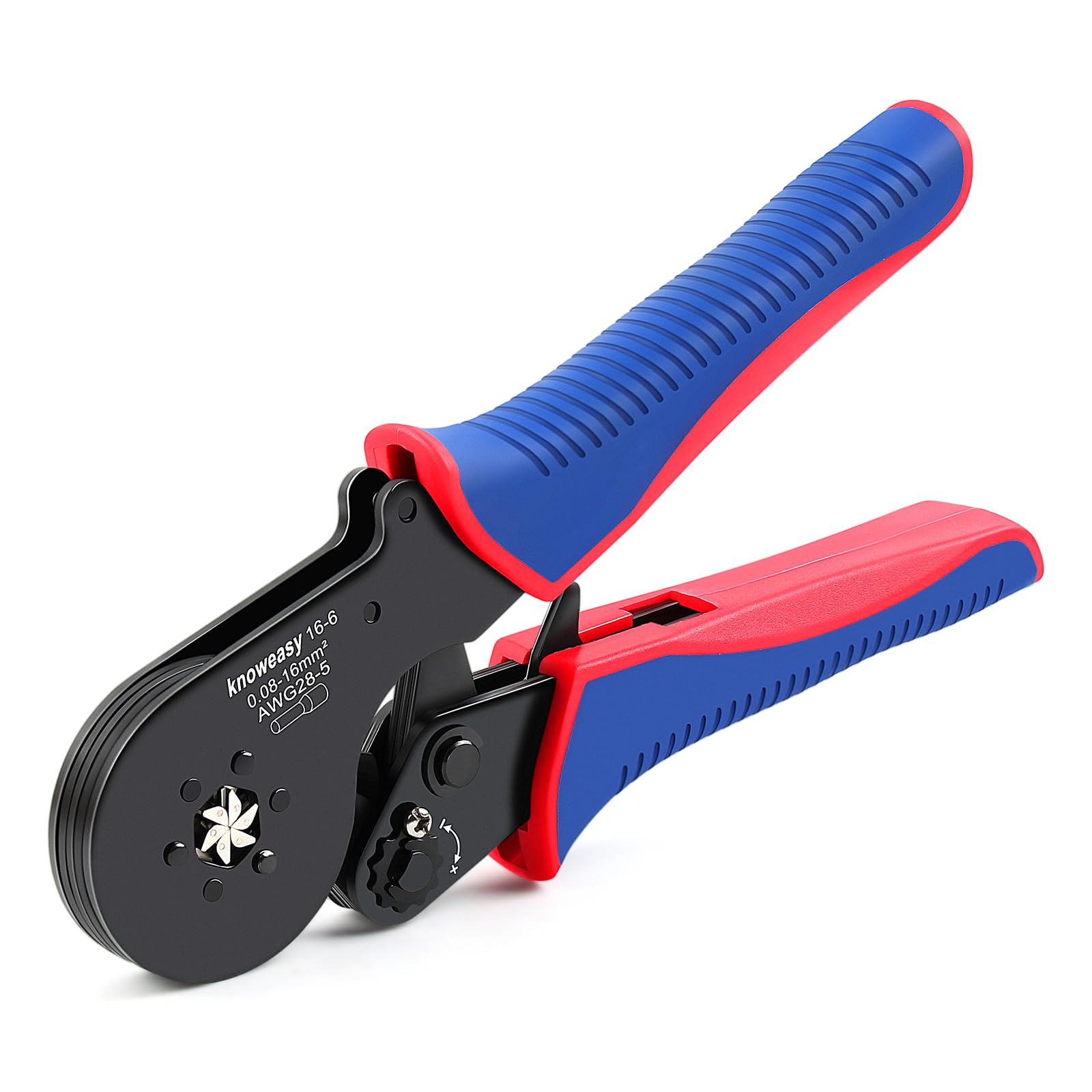 Knoweasy hexagonal ferrule crimper for secure, consistent crimps on AWG 28-5.