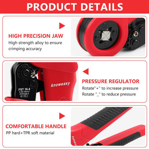 Knoweasy precision cog and steel construction ensures consistent crimps across AWG 28-5