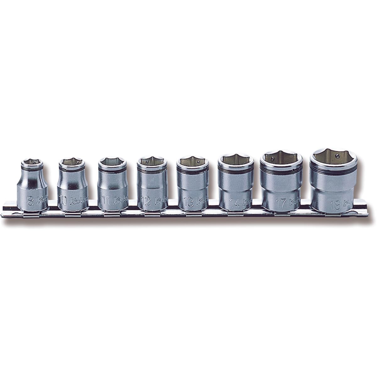 Ko-ken RS3450M/8 Nut Grip rail socket set with 3/8-inch square drive for versatile repairs.