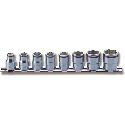 Ko-ken RS3450M/8 Nut Grip rail socket set with 3/8-inch square drive for versatile repairs.