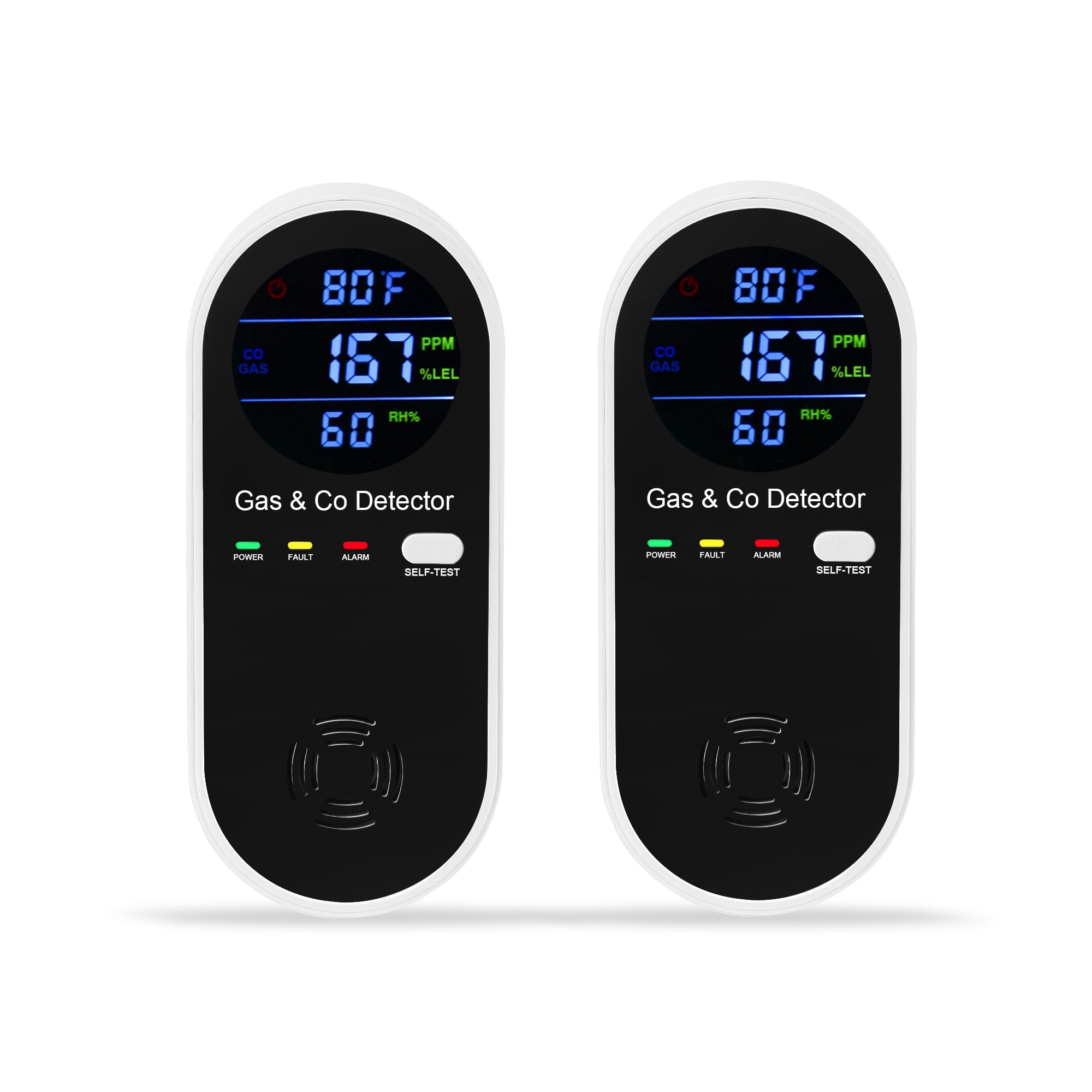 KOABBIT 4-in-1 detector front view shows real-time monitoring for home safety
