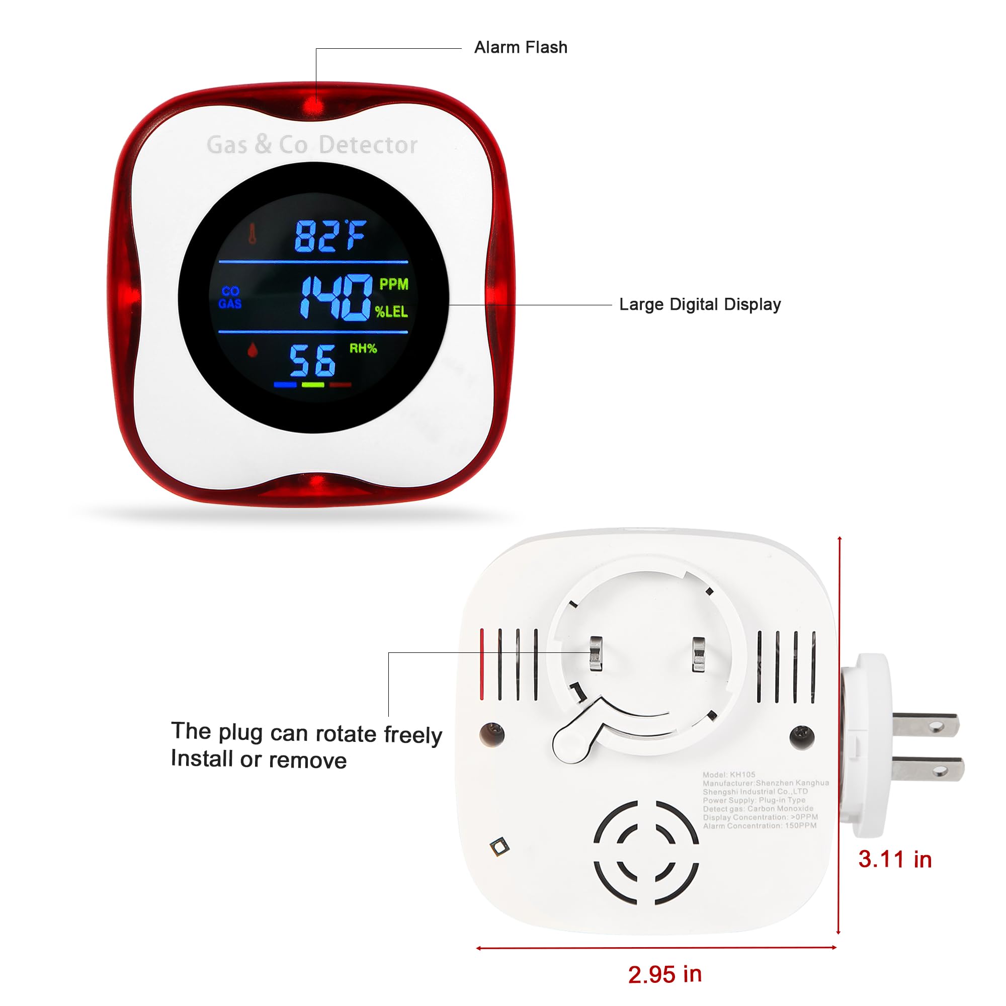 KOABBIT CO and gas detector alarm light highlights alerts when readings rise.