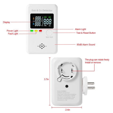 KOABBIT digital display shows CO, gas, temperature, and humidity at a glance
