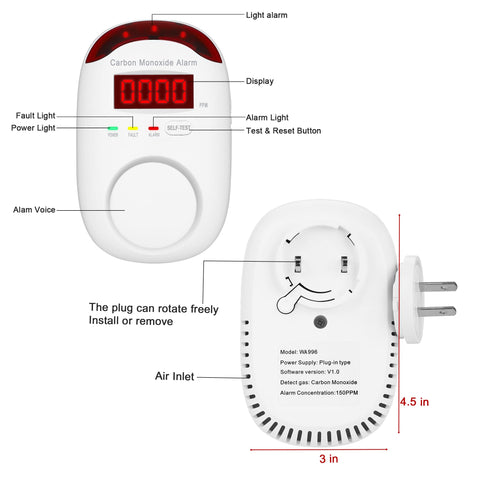 KOABBIT plug-in CO detector offers easy installation for fast, hassle-free setup.