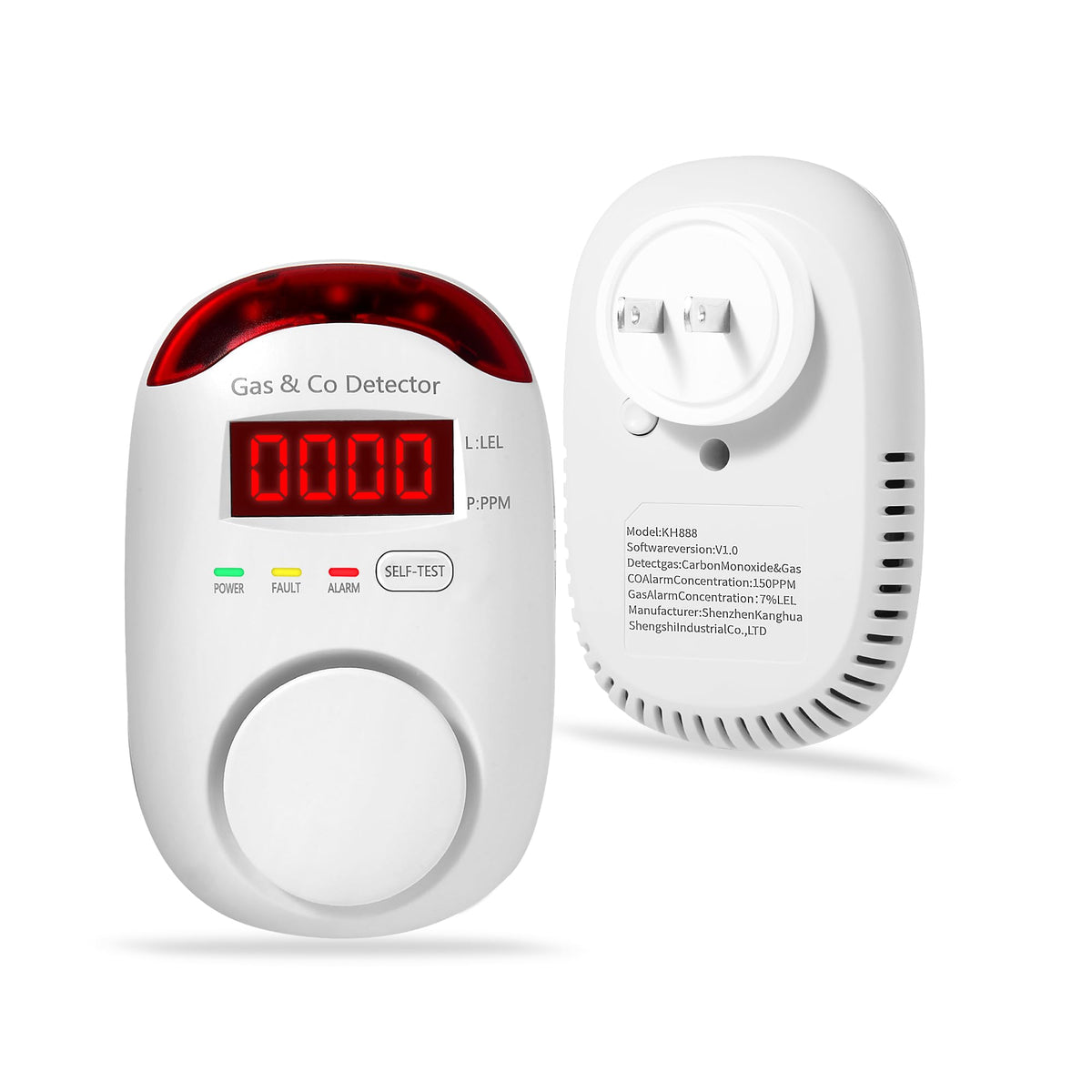 KOABBIT plug-in detector front-view with compact design for home safety