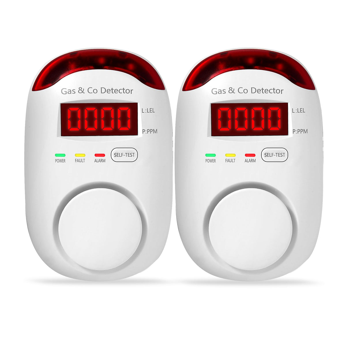 KOABBIT two-pack gas and CO detector with LCD display for quick readings.