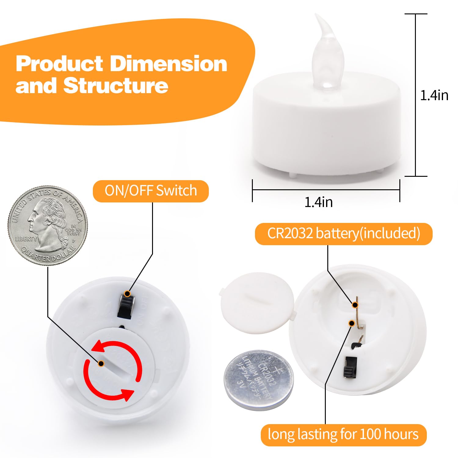 KOABY battery tealights 100h last, ideal for continuous mood lighting.