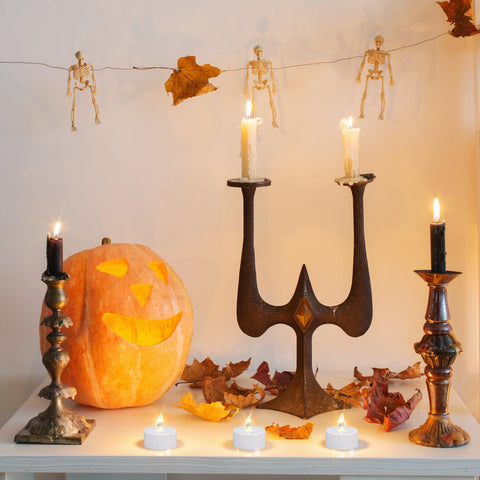 KOABY warm white LED candle in votive holder creates romantic table decor.