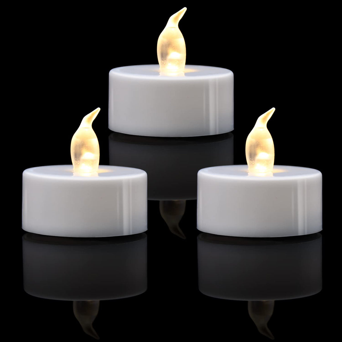 KOABY flameless tea light close-up glow offers warm, safe ambience without flame.
