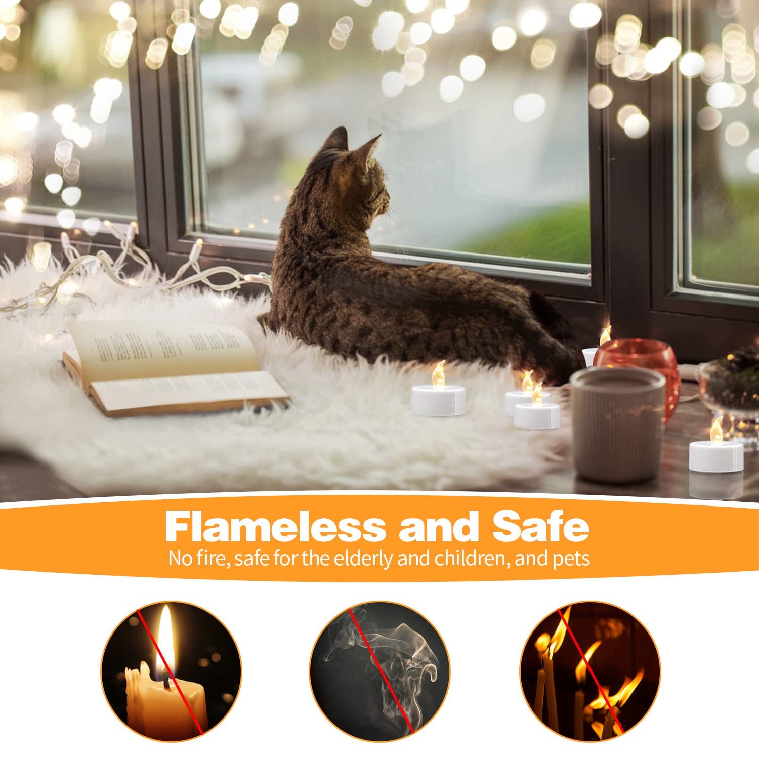 KOABY flameless tealights safety reduces fire risk in homes.