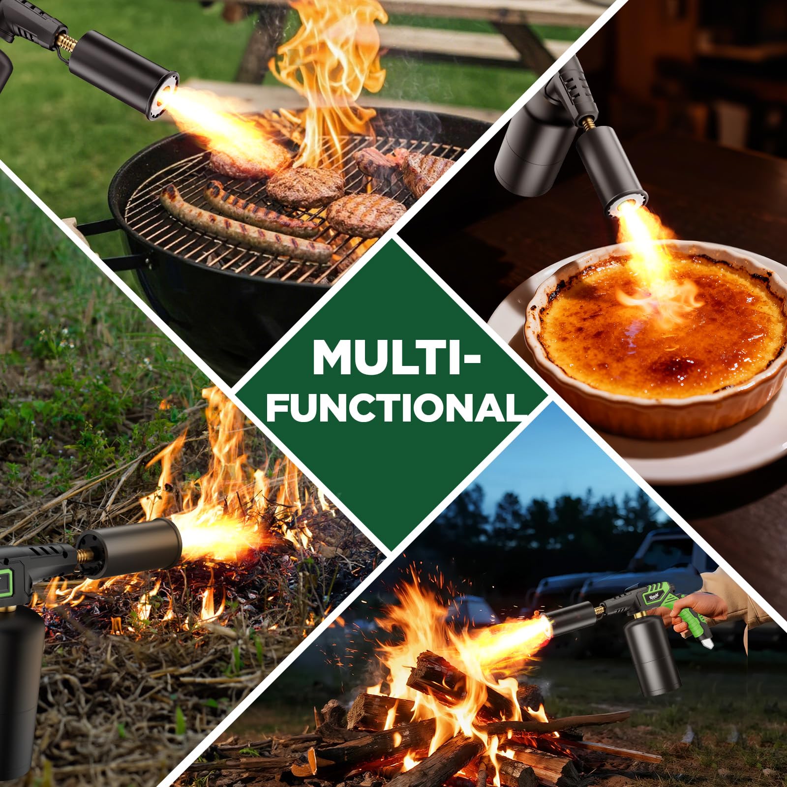 Koackl charcoal lighter torch speeding up grilling with controlled heat.