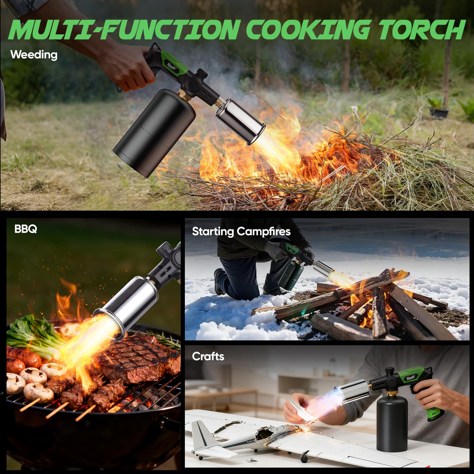Koackl compact torch design shown for easy countertop storage