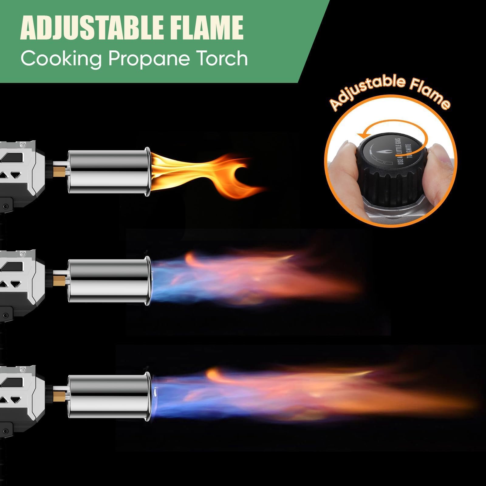 Koackl propane torch gun 2-pack sears steak for caramelized edges.